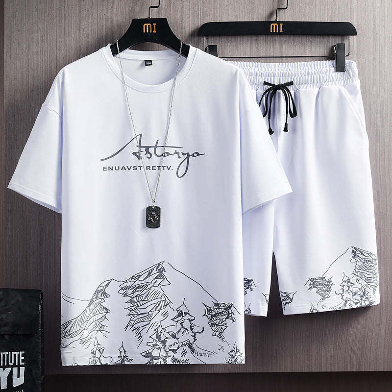 Short-Sleeved T-Shirt Suit for Men in Summer