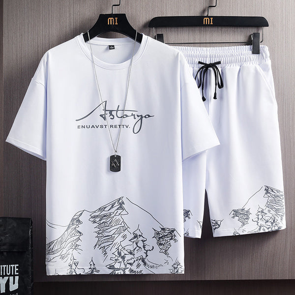 Short-Sleeved T-Shirt Suit for Men in Summer